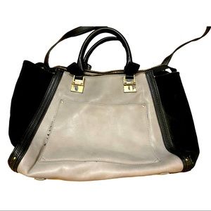 Leather & suede- ish 11”x17” briefcase - style bag